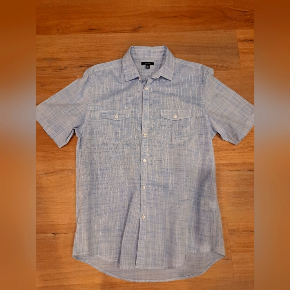 Alfani Blue Casual Button Down Shirt